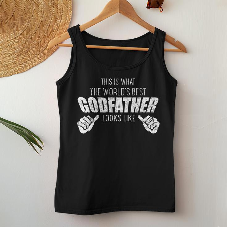 Worlds Best Godfather Uncle Family Distressed Women Tank Top Unique Gifts