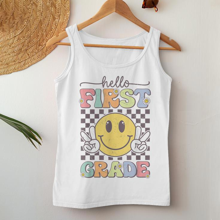 1St Grade Team Back To School Hello First Grade Smile Face Women Tank Top Funny Gifts