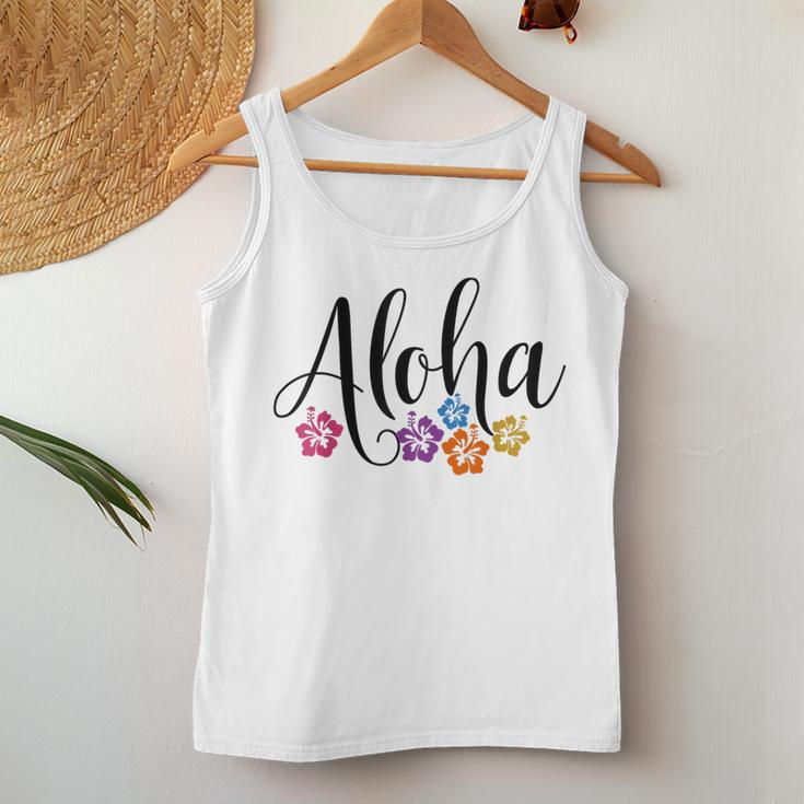 Aloha Hawaiian Hibiscus Flower Surfer Maui Kauai Hawaii Women Tank Top Weekend Graphic Funny Gifts