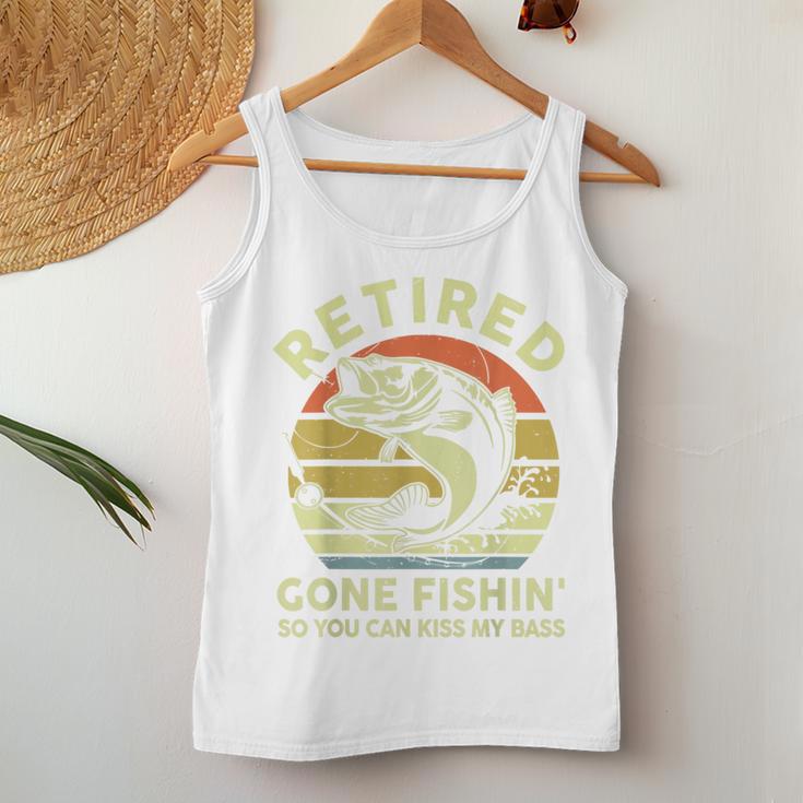 Bass Fish Papa Grandpa Retirement Retired Gone Fishing Women Tank Top Funny Gifts