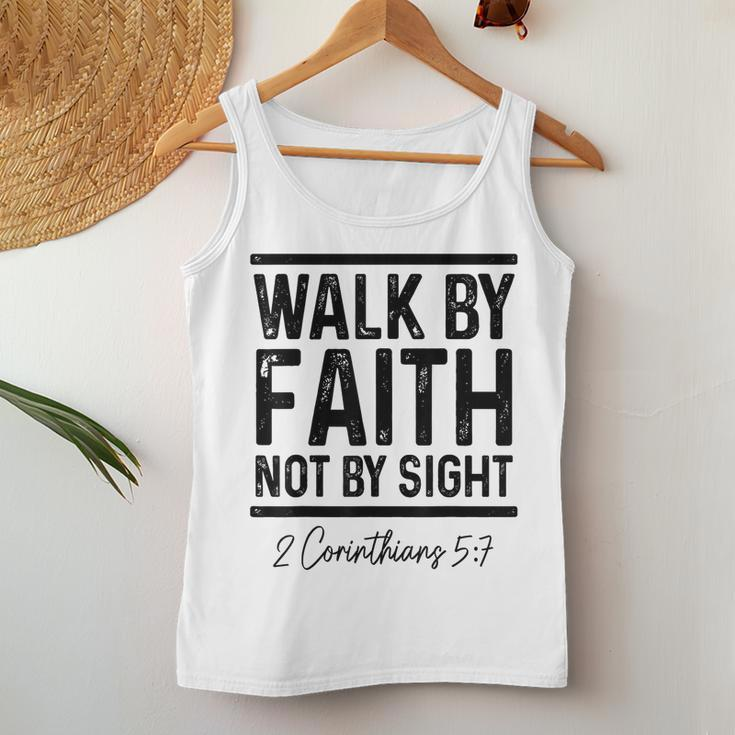 Bible Verse Walk Faith Not By Sight Christian Pastor Women Tank Top Basic Casual Daily Weekend Graphic Funny Gifts