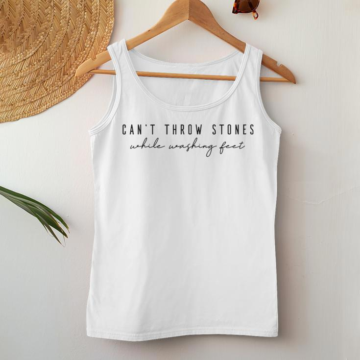 Cant Throw Stones While Washing Feet Christian Bible Verse Women Tank Top Unique Gifts