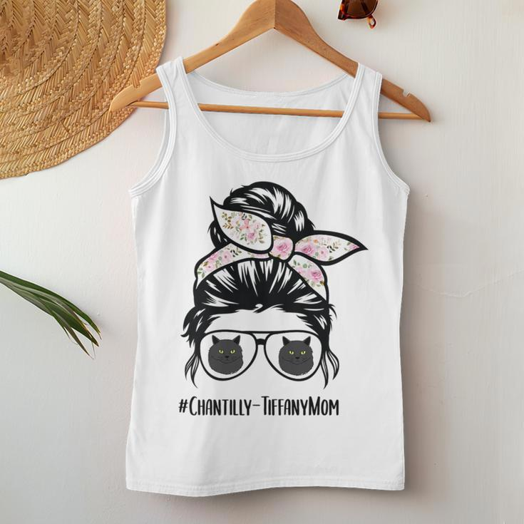 Chantilly-Tiffany Cat Mom Messy Bun Hair Glasses Women Tank Top Unique Gifts