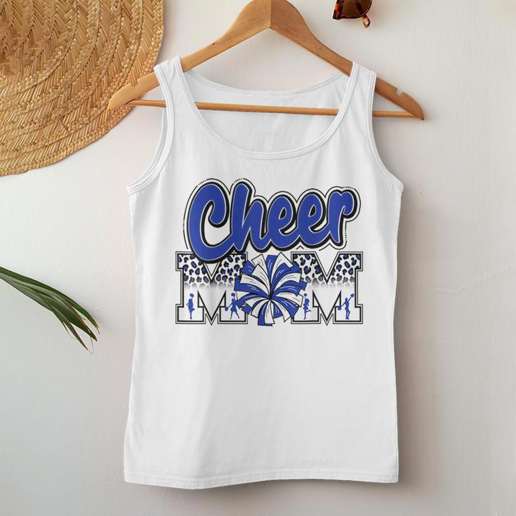 Cheer Mom Blue Leopard Letters Cheer Pom Poms Women Tank Top Funny Gifts