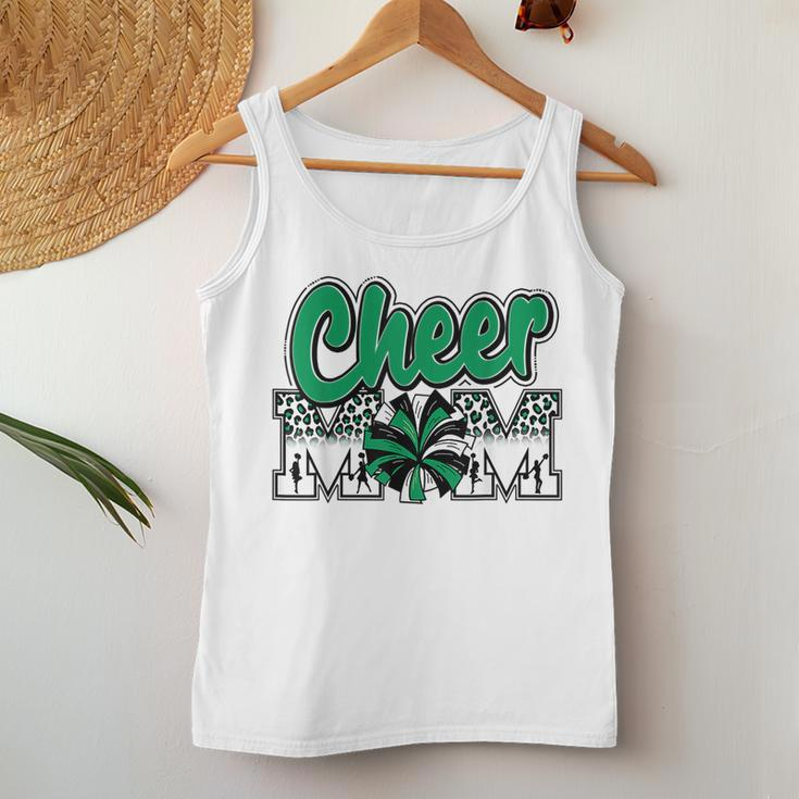 Cheer Mom Green Black White Leopard Letters Cheer Pom Poms Women Tank Top Weekend Graphic Funny Gifts