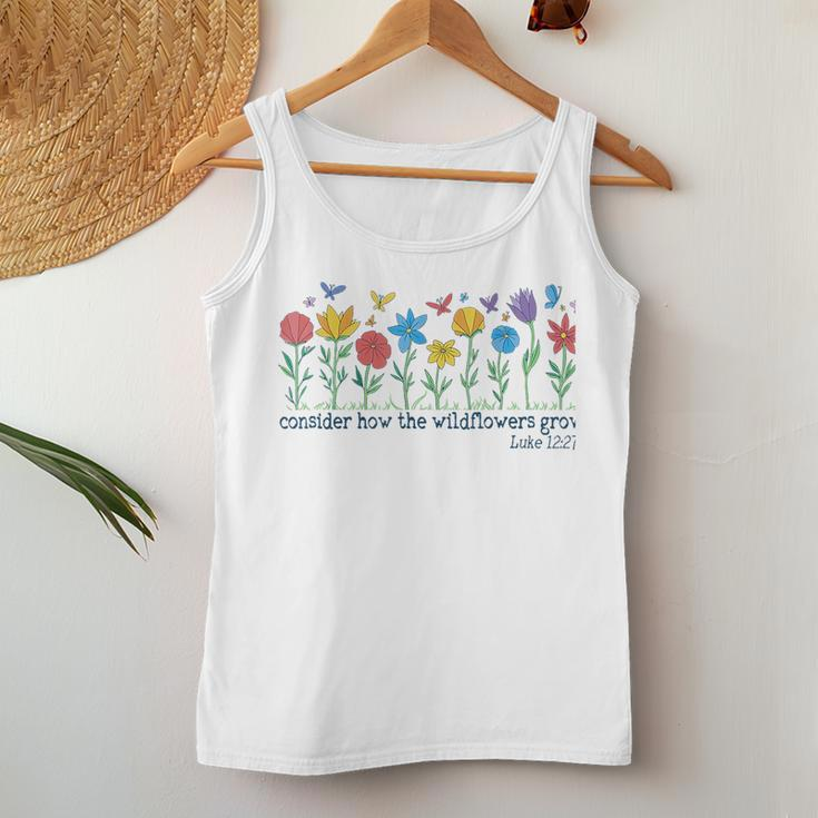 Consider How The Wildflowers Grow Luke 1227 Retro Christian Women Tank Top Unique Gifts