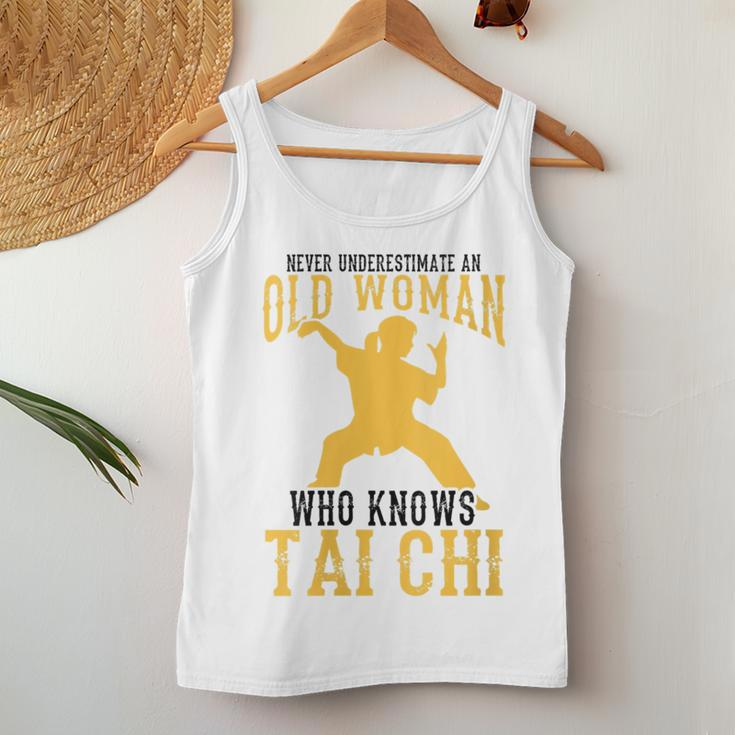 Cool Tai Chi Gift Women Funny Never Underestimate Old Woman Gift For Womens Women Tank Top Basic Casual Daily Weekend Graphic Funny Gifts