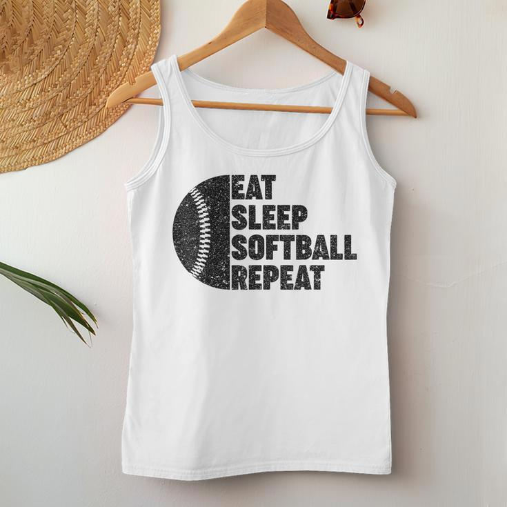 Eat Sleep Softball Repeat Ns Girls Boys Kids Men Women Softball Women Tank Top Unique Gifts