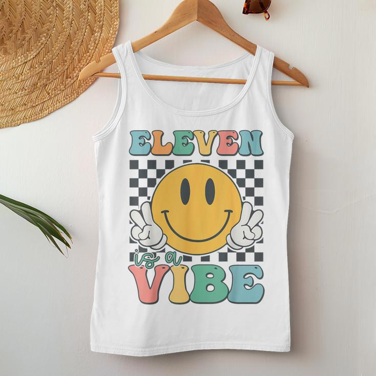 Eleven Is A Vibe 11Th Birthday Smile Face Hippie Boys Girls Women Tank Top Personalized Gifts