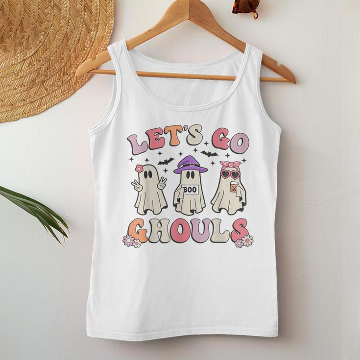 Lets Go Ghouls Retro Halloween Ghost Toddler Girl Women Tank Top Funny Gifts