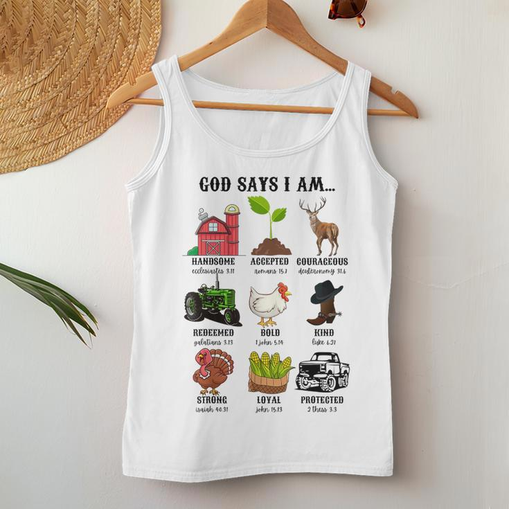God Says I Am… Farm Animal Christian Believer Western Women Tank Top Unique Gifts