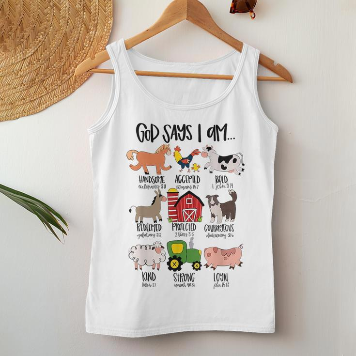 God Says I Am Animals Bible Verse Farmer Toddler Kids Women Tank Top Basic Casual Daily Weekend Graphic Funny Gifts
