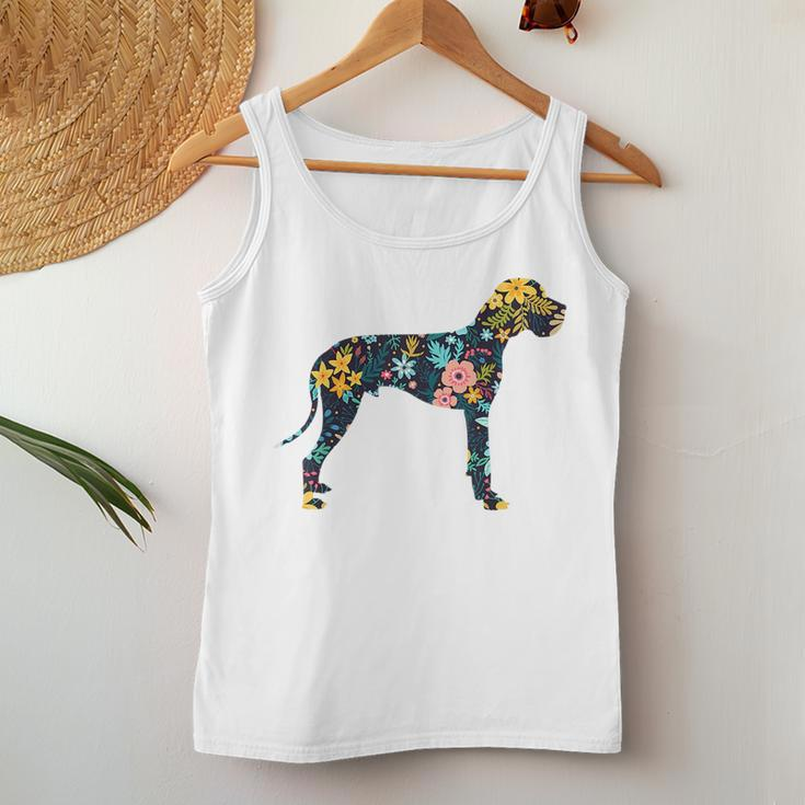Great Dane Floral Dog Silhouette Graphic Women Tank Top Basic Casual Daily Weekend Graphic Funny Gifts