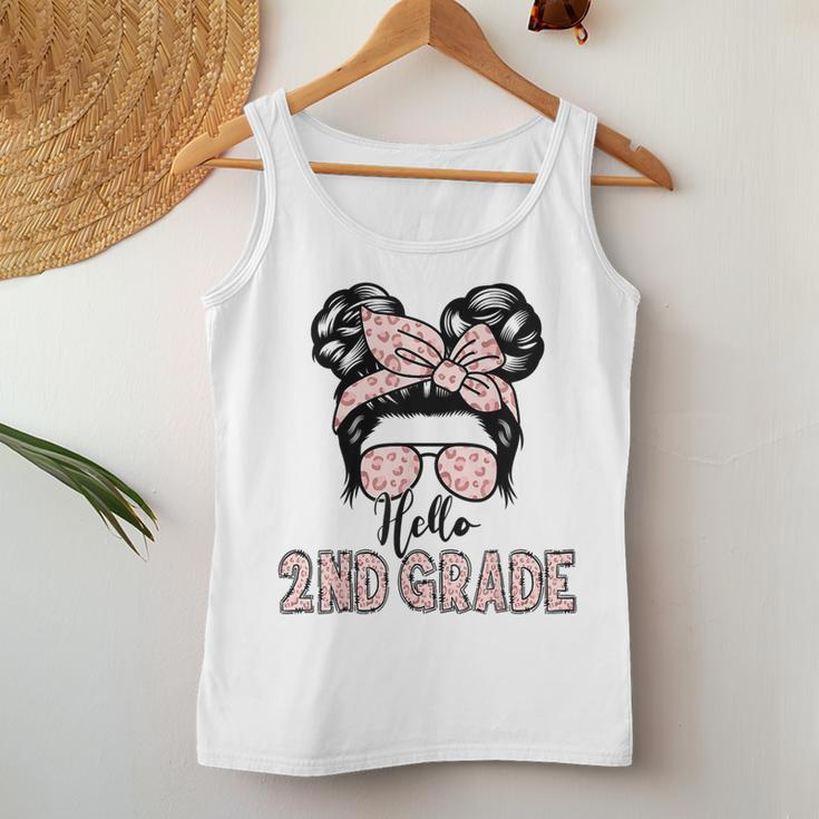 Hello 2Nd Grade Messy Hair Bun Girl Back To School First Day Women Tank Top Personalized Gifts