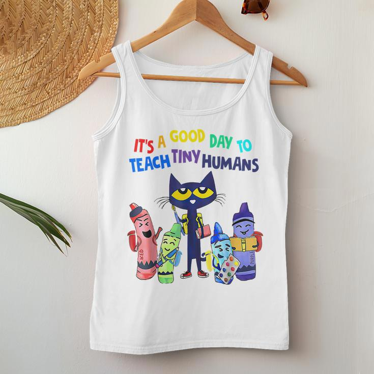 It's A Good Day To Teach Tiny Humans Cat Teacher Lover Women Tank Top Funny Gifts