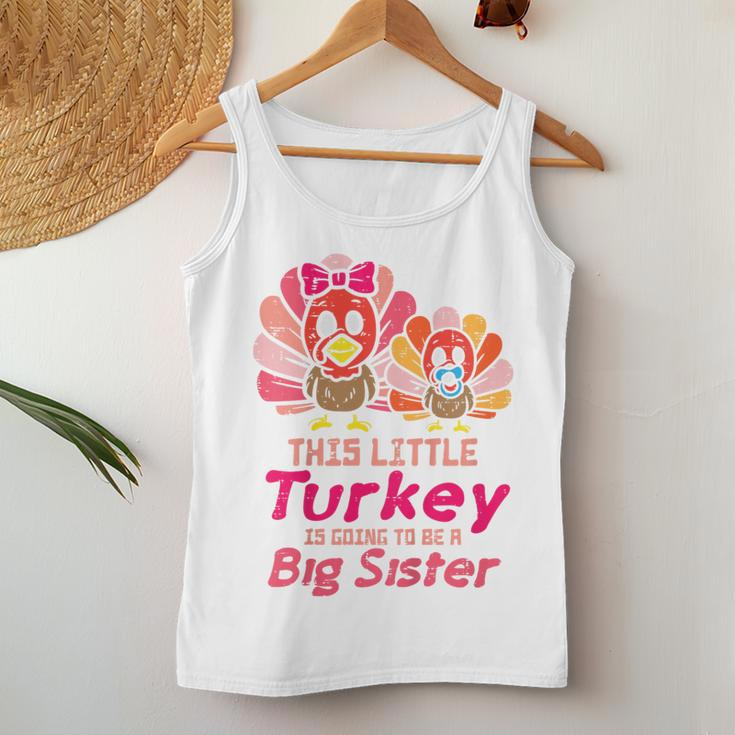 Kids This Little Turkey Will Be Big Sister Pregnancy Thanksgiving Women Tank Top Unique Gifts