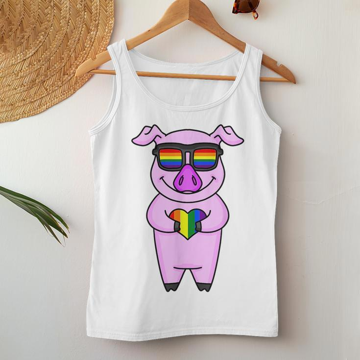 Lgbt Supporter Pig Rainbow Gay Pride - Lgbt Heart Animal Women Tank Top Unique Gifts