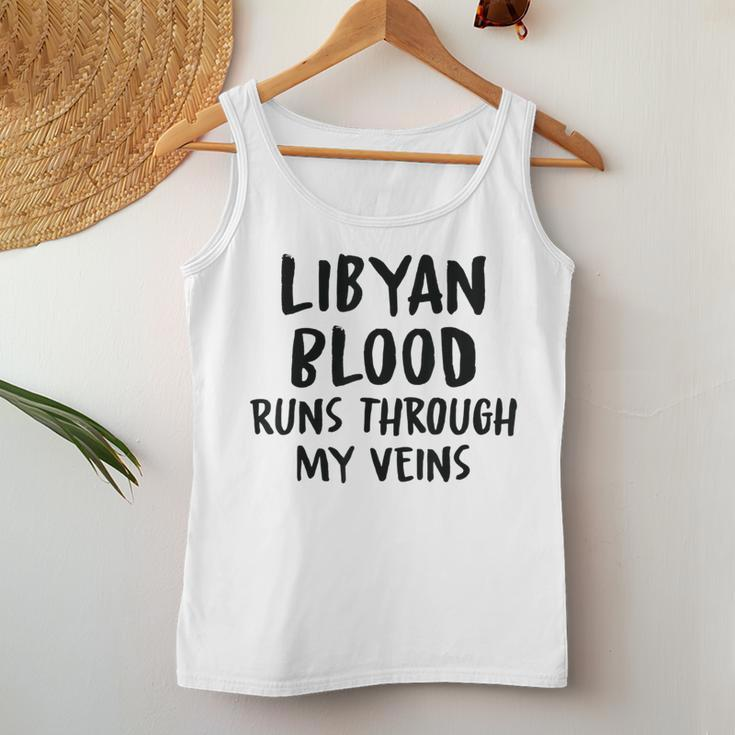 Libyan Blood Runs Through My Veins Novelty Sarcastic Word Women Tank Top Funny Gifts