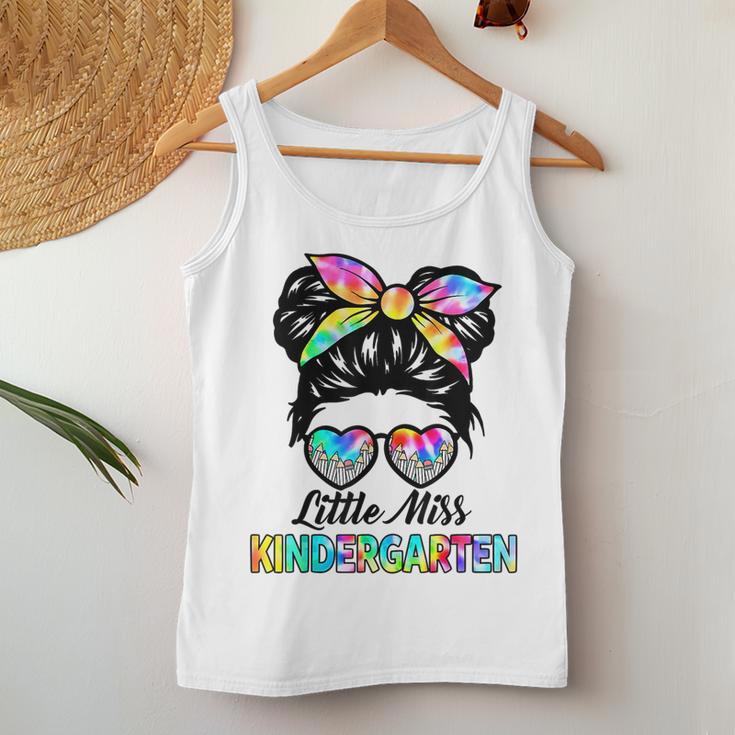 Little Miss Kindergarten Girls Messy Bun Back To School Women Tank Top Unique Gifts