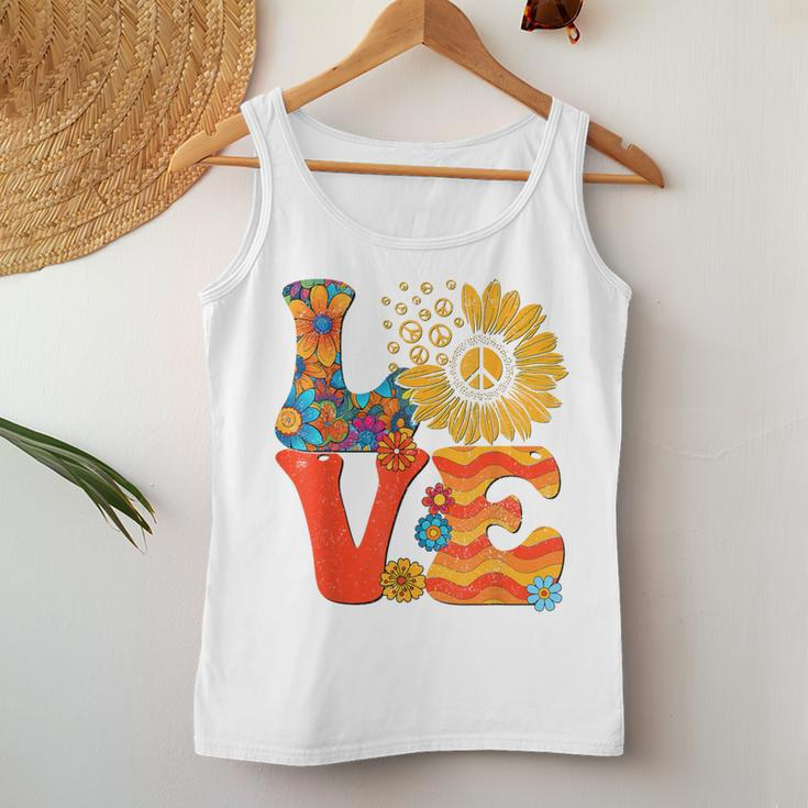 Love Peace Sign 60'S 70'S Costume Party Outfit Groovy Hippie Women Tank Top Unique Gifts