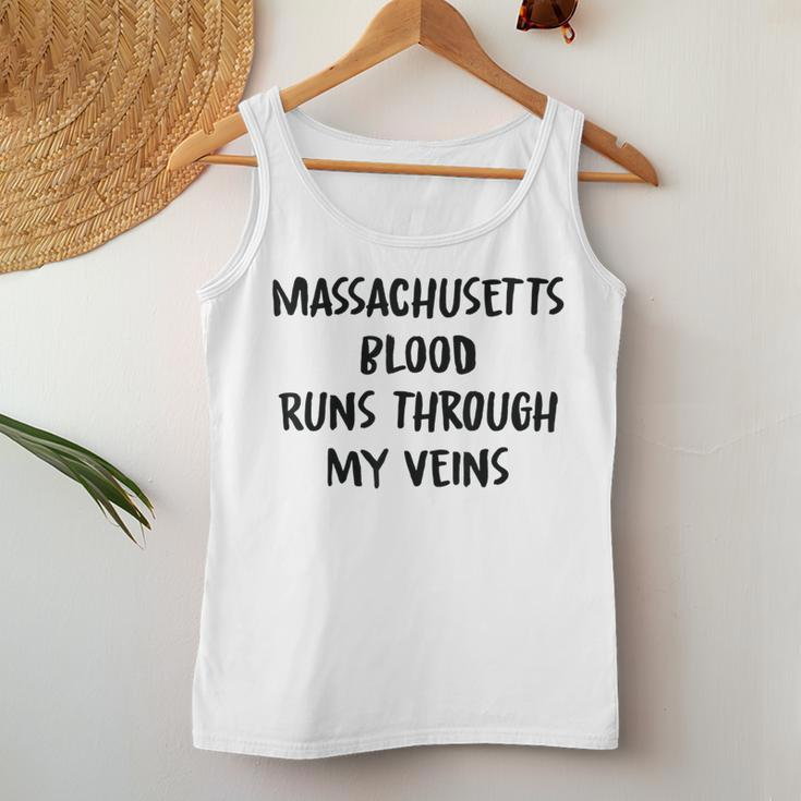 Massachusetts Blood Runs Through My Veins Novelty Sarcastic Women Tank Top Funny Gifts