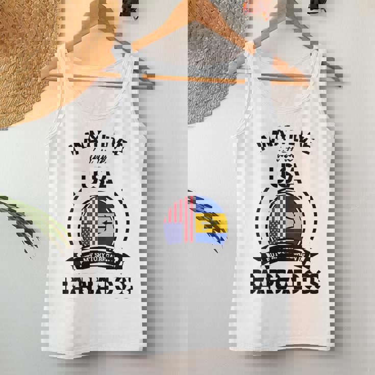 May Live In Usa But My Story Began In Barbados Flag Women Tank Top Unique Gifts