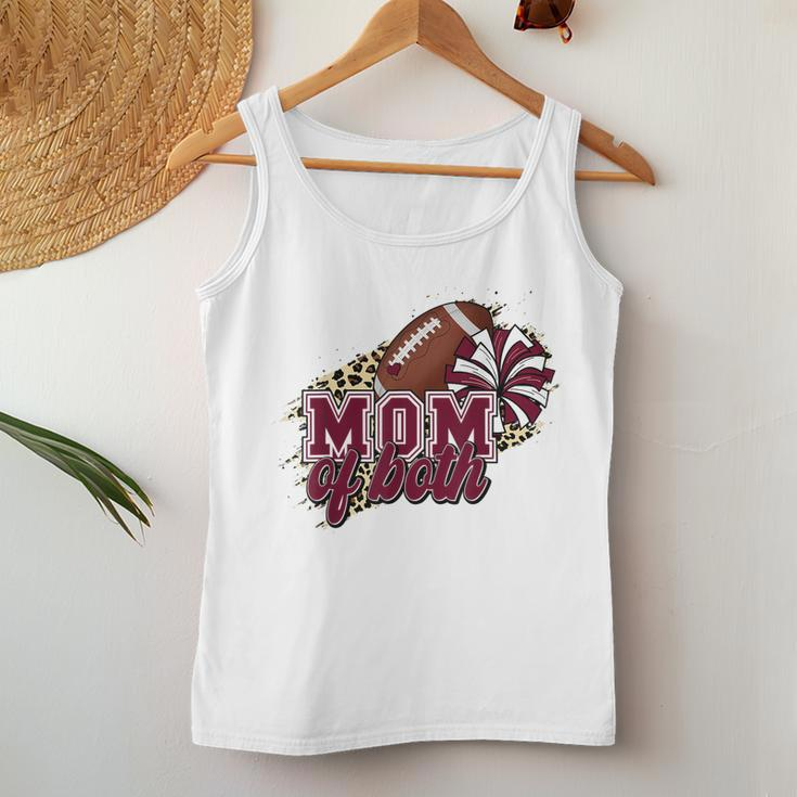 Mom Of Both Football And Cheer Leopard Maroon Women Tank Top Funny Gifts
