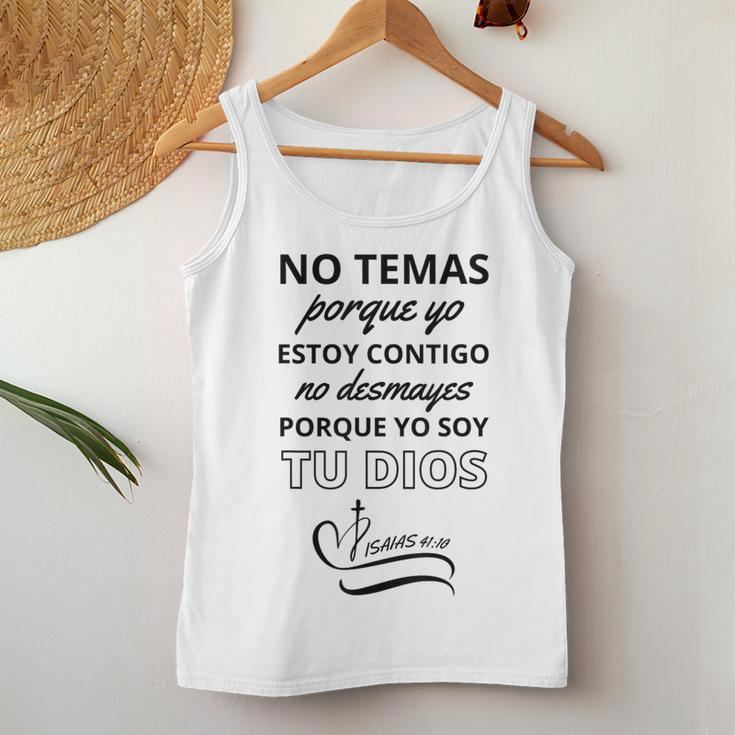No Temas Christian Quote In Spanish Bible Verse Isaias 4110 Women Tank Top Weekend Graphic Funny Gifts