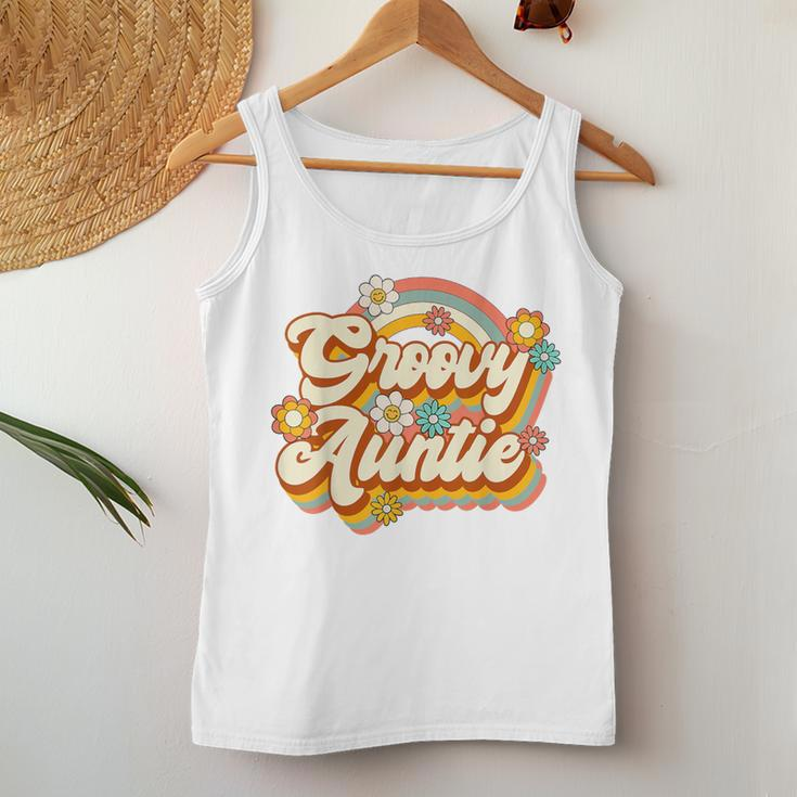 Retro Groovy Auntie Family Birthday 60S 70S Hippie Costume Women Tank Top Personalized Gifts