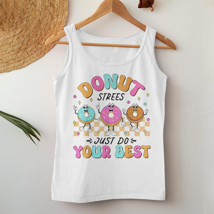 Retro Test Day Teachers Kids Donut Stress Just Do Your Best Women Tank Top Unique Gifts