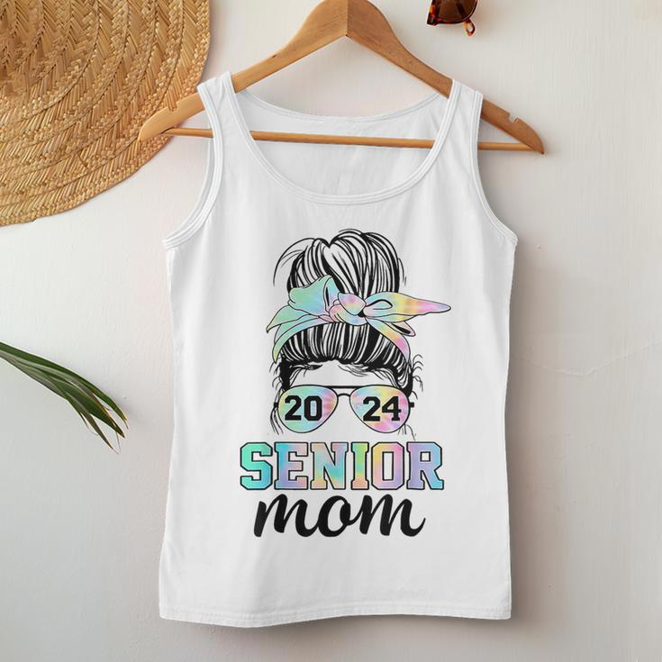 Senior 2024 Mom Class Of 24 Proud Mom Messy Bun Tie Dye For Mom Women Tank Top Unique Gifts