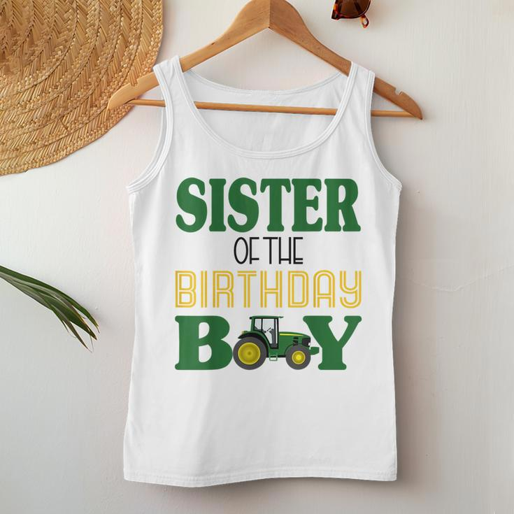 Sister Of The Birthday For Boy Farm Tractor Family Party For Sister Women Tank Top Unique Gifts