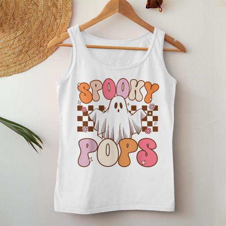 Spooky Pops Halloween Dad Ghost Costume Retro Groovy Women Tank Top Unique Gifts
