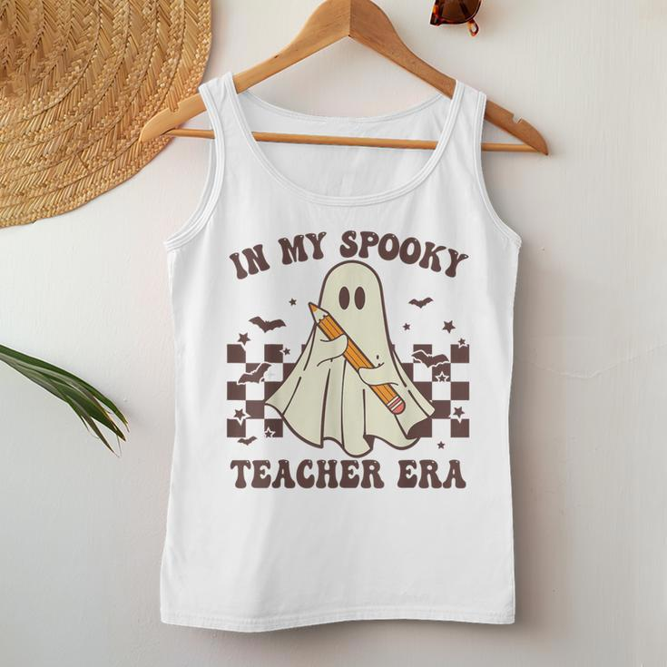 In My Spooky Teacher Era Groovy Hippie Retro Ghost Halloween Women Tank Top Personalized Gifts