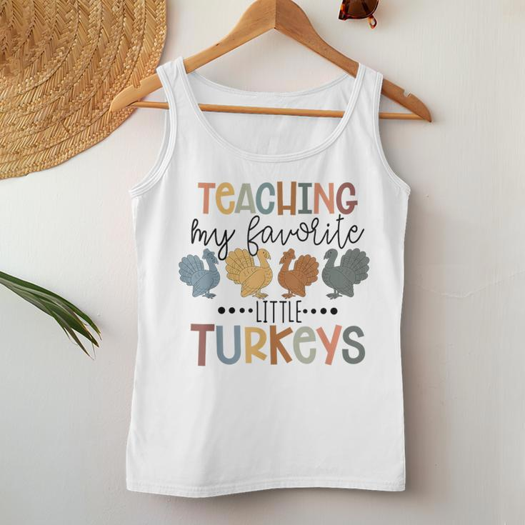 Teaching My Favorite Little Turkeys Thanksgiving Teacher Women Tank Top Unique Gifts