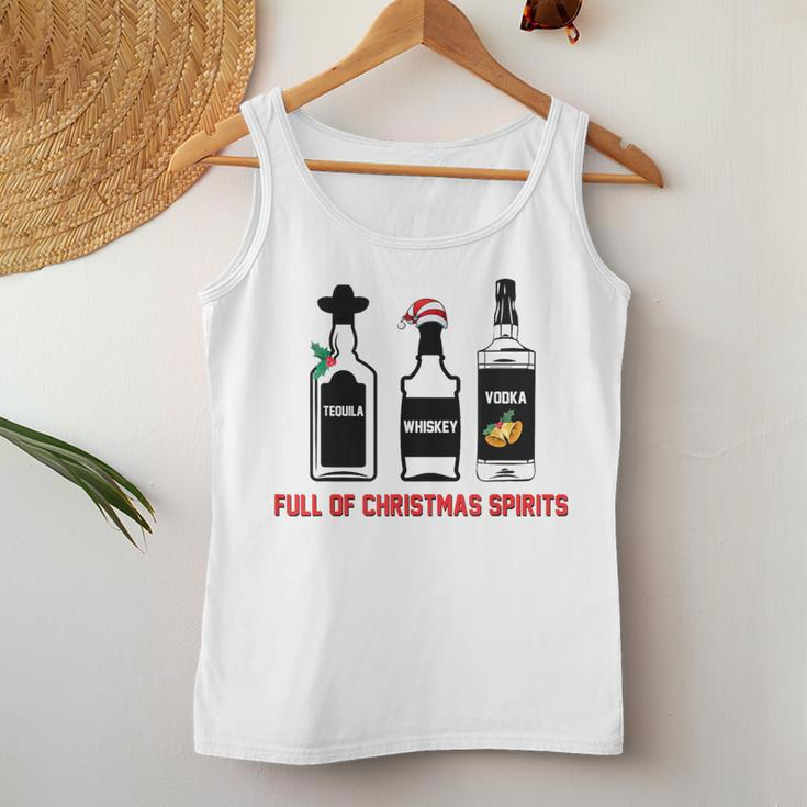 Tequila Whiskey Vodka Full Of Christmas Spirits Xmas Women Tank Top Funny Gifts