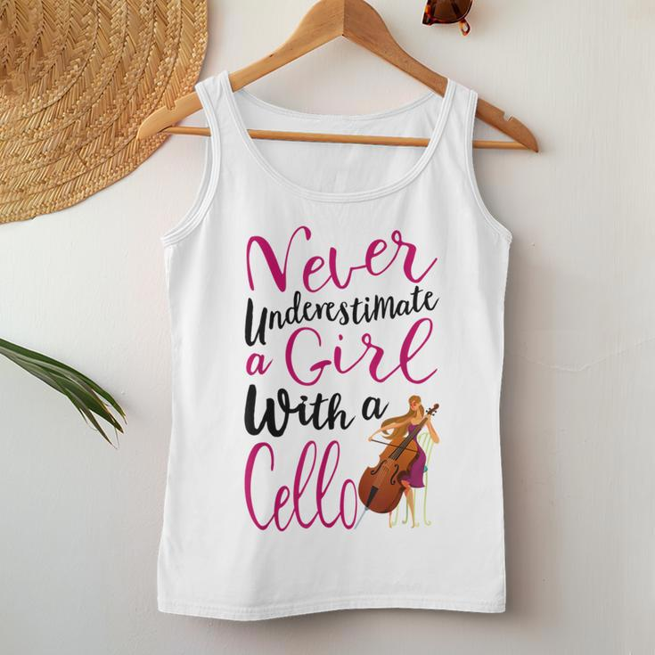 Never Underestimate A Girl With A Cello Cool Quote Women Tank Top Funny Gifts