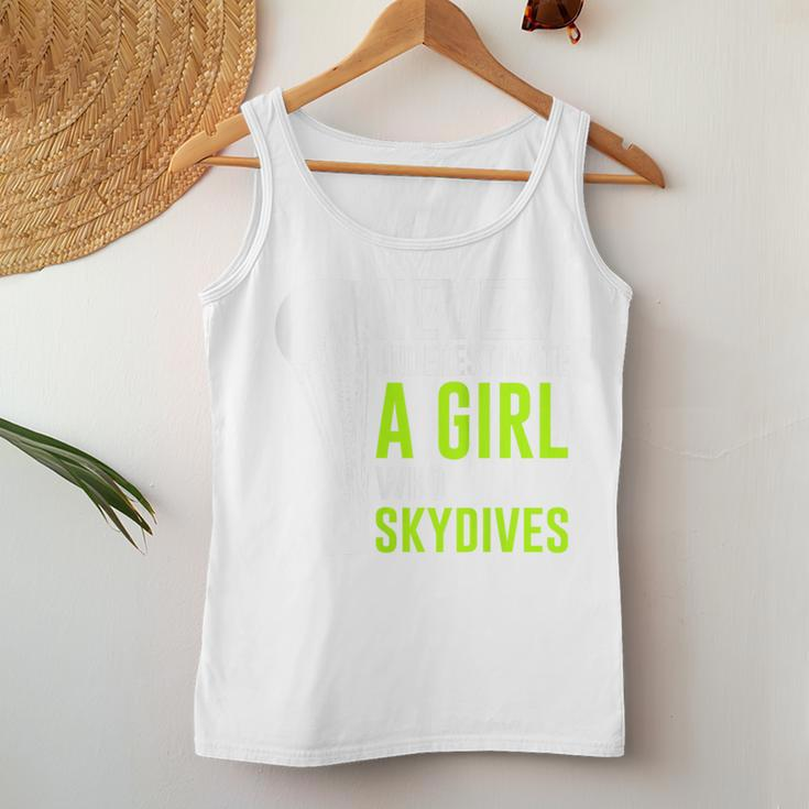 Never Underestimate A Girl Who Skydives Sky Diving Women Tank Top Funny Gifts