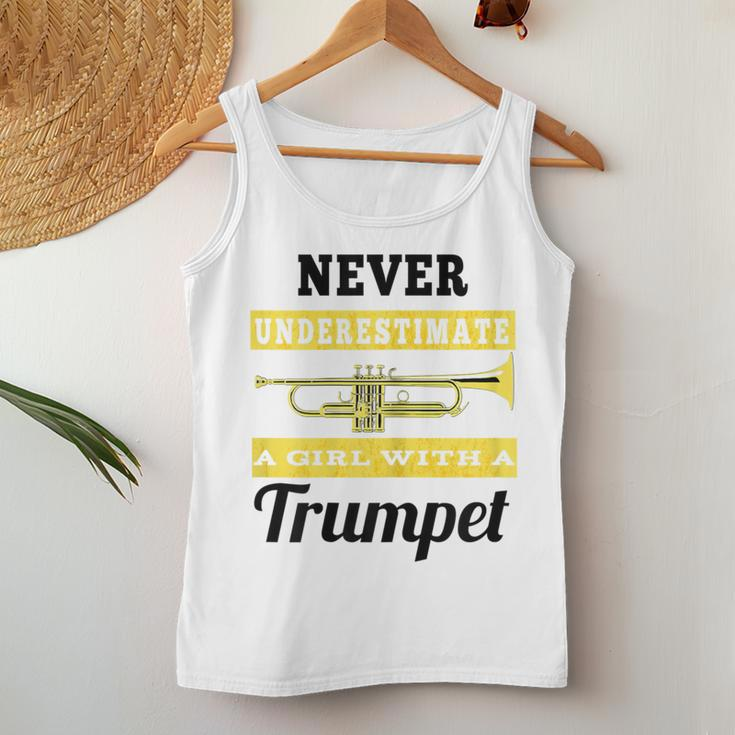 Never Underestimate A Girl With A Trumpet Band Women Tank Top Unique Gifts