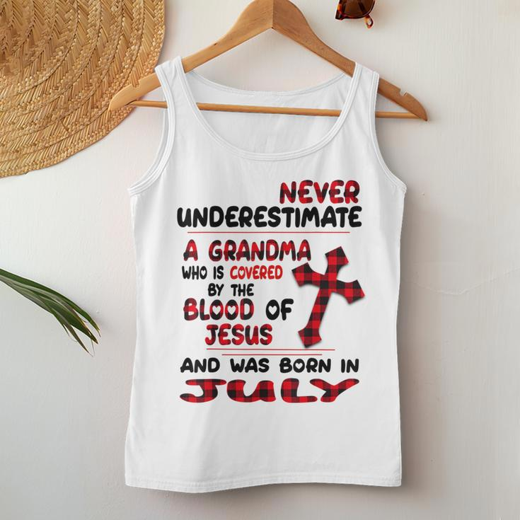 Never Underestimate A Grandma Blood Of Jesus July Women Tank Top Funny Gifts