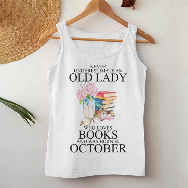 Never Underestimate An Old Lady Who Loves Books Born October Women Tank Top Unique Gifts