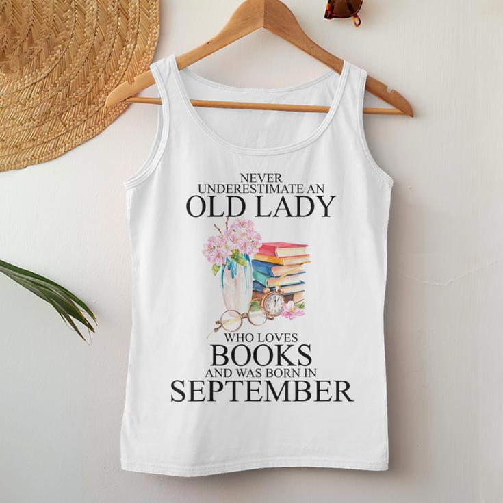 Never Underestimate An Old Lady Who Loves Books September Women Tank Top Unique Gifts