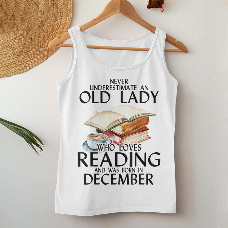 Never Underestimate An Old Lady Who Loves Reading December Women Tank Top Unique Gifts