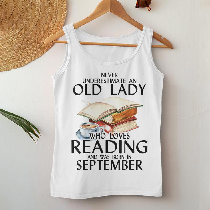 Never Underestimate An Old Lady Who Loves Reading September Women Tank Top Unique Gifts
