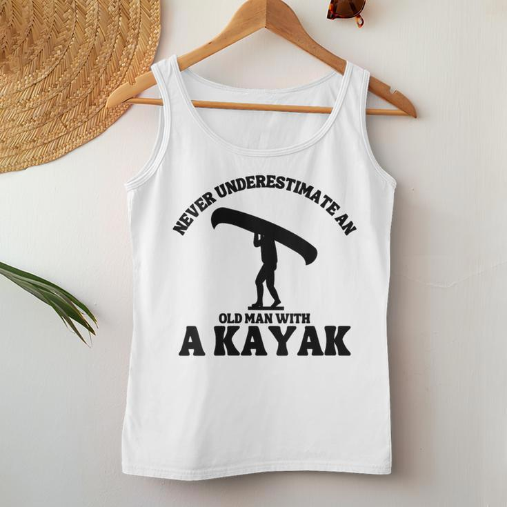 Never Underestimate An Old Man With A Kayak Man Canoe Women Tank Top Funny Gifts