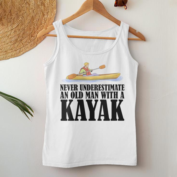 Never Underestimate An Old Man With A Kayak Paddle Canoe Women Tank Top Funny Gifts