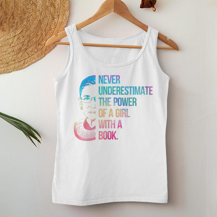 Never Underestimate The Power Of A Girl With A Book Rainbow Women Tank Top Personalized Gifts