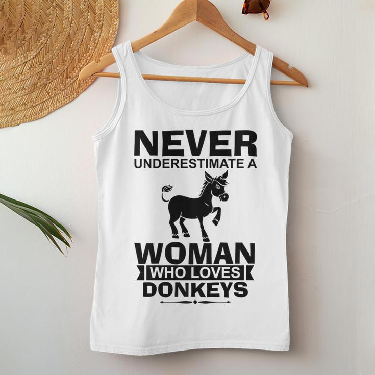 Never Underestimate A Woman Who Loves Donkeys Donkey Women Tank Top Funny Gifts