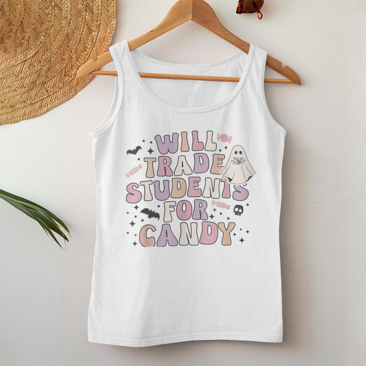 Will Trade Students For Candy Retro Teacher Halloween Ghost Women Tank Top Unique Gifts