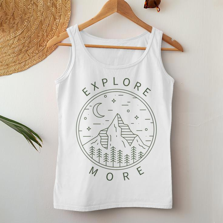 Womens Explore More Minimalist Mountains Hiking Hiker Rock Climbing Women Tank Top Basic Casual Daily Weekend Graphic Personalized Gifts
